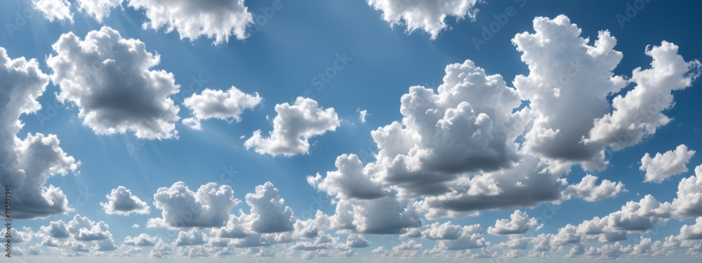 The sky with different types of clouds. Cumulus and cirrus clouds ...