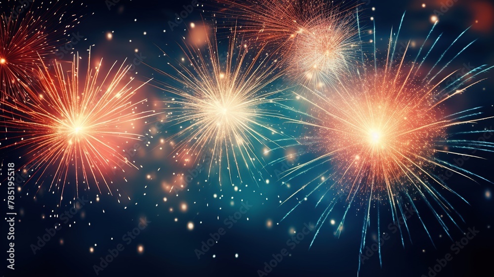 Naklejka premium Firework sparklers at night for party, holiday celebration concept background.