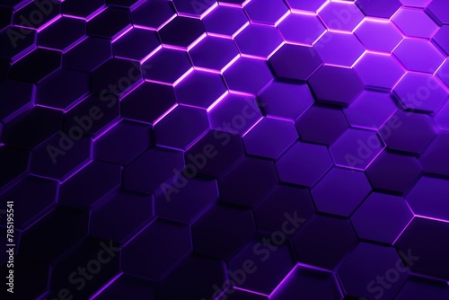 Lavender dark 3d render background with hexagon pattern