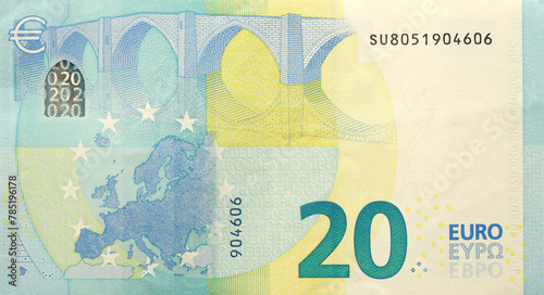 Foto Fragment of one twenty euro money bill