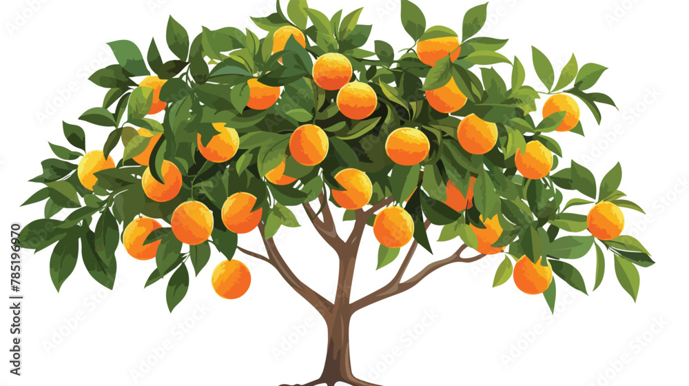 Orange fruit from a ripe tree Flat vector isolated