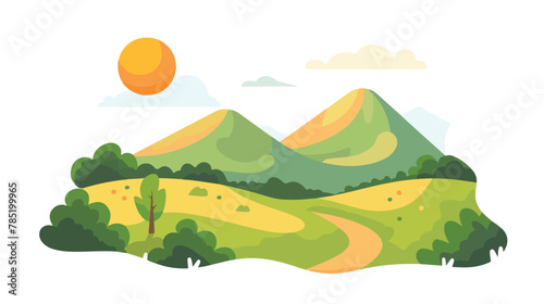 Hill landscape nature mountain scene Flat Color Icon