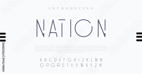 Nation Modern abstract digital alphabet font. Minimal technology typography, Creative urban sport fashion futuristic font and with numbers. vector illustration