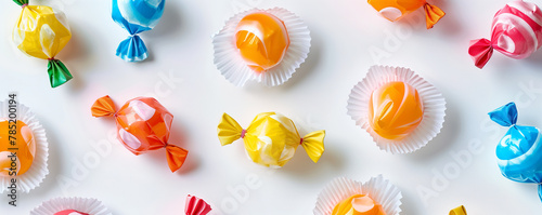Colorful candies on a white background. photo