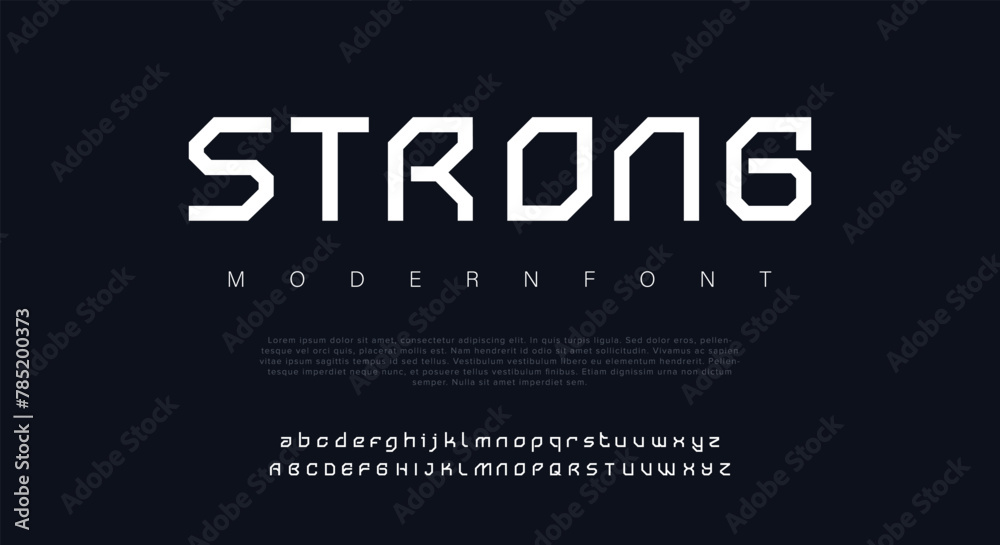 Strong Modern abstract digital alphabet font. Minimal technology typography, Creative urban sport fashion futuristic font and with numbers. vector illustration