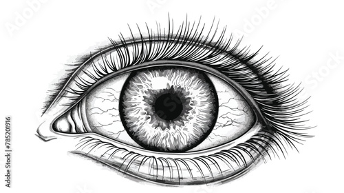 Human eye part monochrome engraving drawing vintage illustration