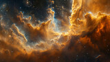 Cosmic clouds of swirling stardust and galaxies, deep colorful nebula space, Abstract background