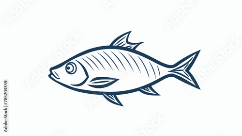Illustration of a simple fish icon line drawing. 