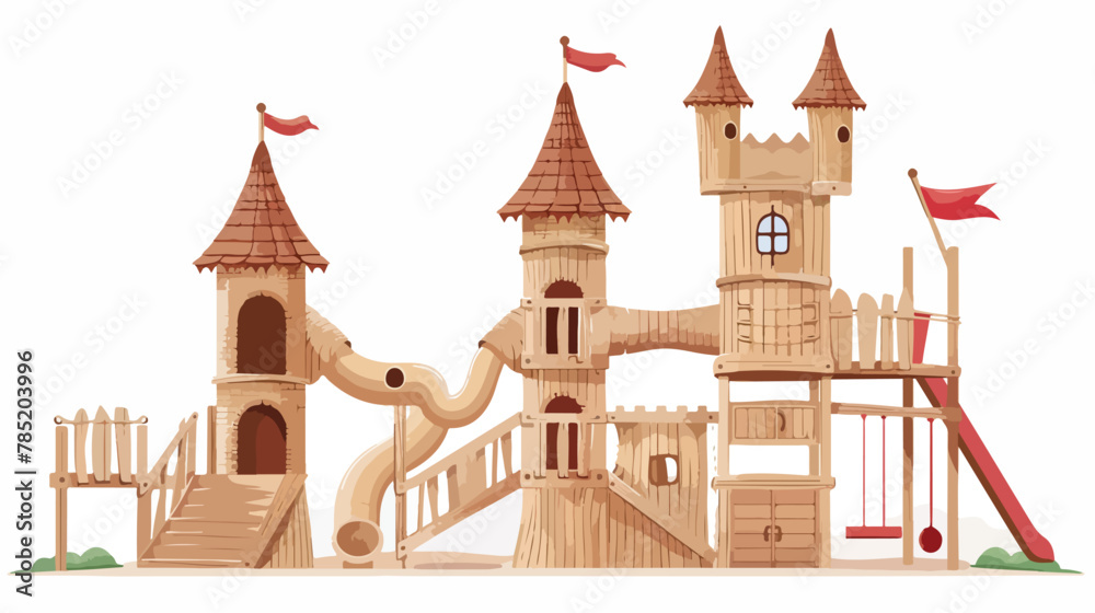 Wooden castle vector. Children playground illustration
