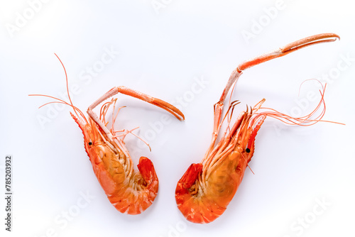 Seafood grill shimp isolated on white background.delicious Thai seafood. photo
