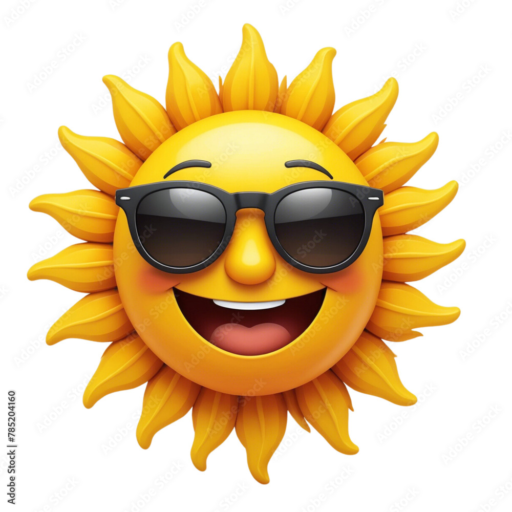 3d sun with sunglasses on Isolated transparent background png. generated with AI