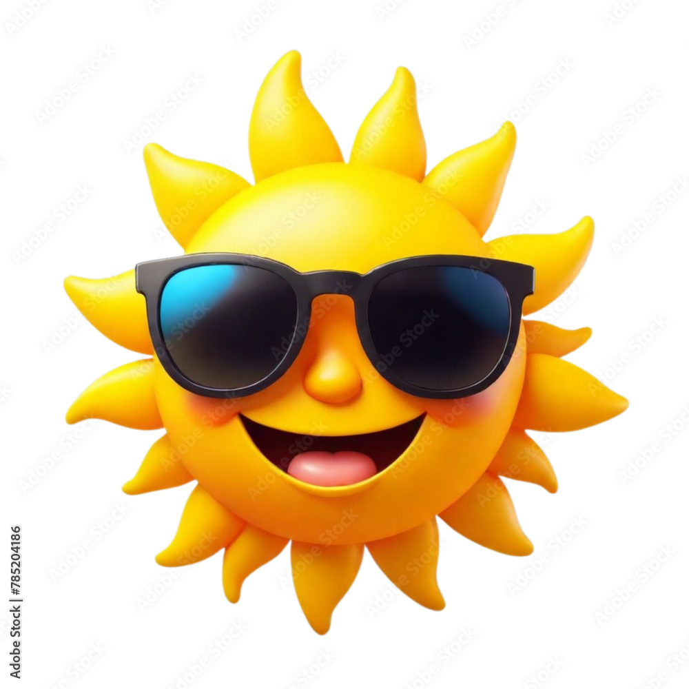 3d sun with sunglasses on Isolated transparent background png. generated with AI 3d sun with sunglasses on Isolated transparent background png. generated with AI