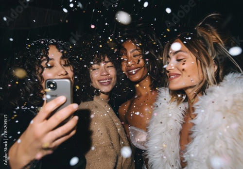Three Women Taking a Selfie in the Snow