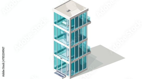 Image of a steel and glass panoramic elevator 