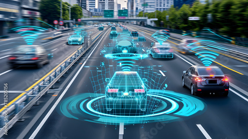 self-driving car visual recognition concept, generative ai