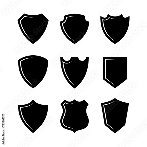 Shield shape vector set. Suitable for security logo, protection symbol, and emblem template.