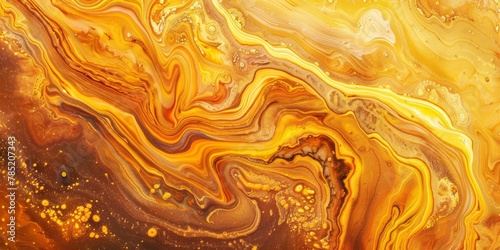 Yellow-colored liquid with lively bubbles. Energetic and engaging fluid display