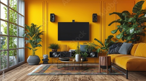 Living Room With Furniture and Flat Screen TV