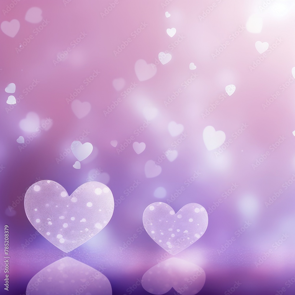 Light lavender background with white hearts, Valentine's Day banner with space for copy, lavender gradient, softly focused edges, blurred