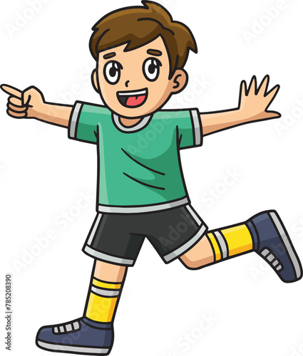 Happy Boy Playing Cartoon Colored Clipart 