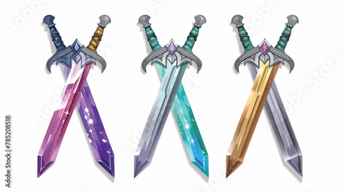 3D swords with crystals of different colors. Cute game