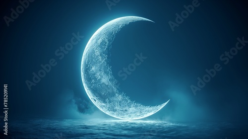 Crescent moon on blue background