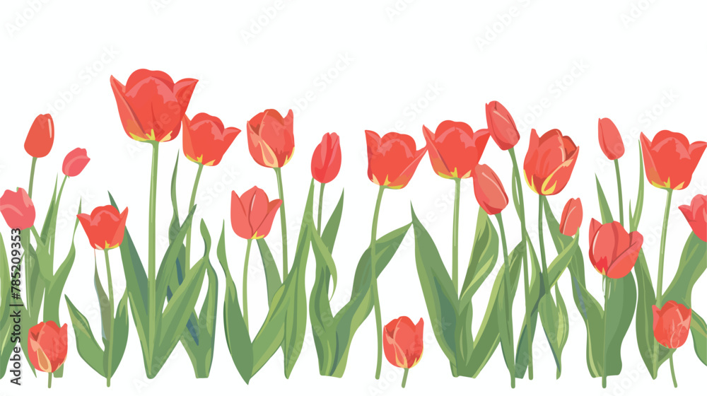 A banner featuring red tulips a sign of spring flat vector