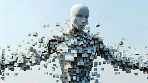 abstract image of a person assembled with small cubes