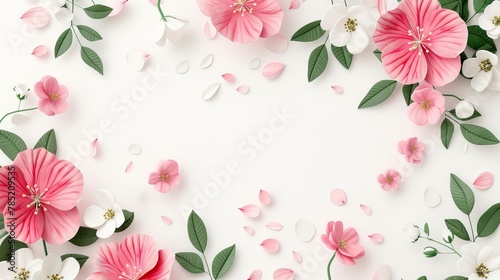 Happy Mother's Day. This imported vector design features pink and white flowers with leaves on an isolated background