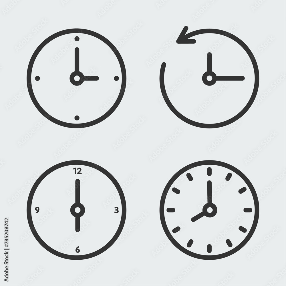 Time icons design set. Simple Set of Time and Clock Line Icon. Editable Stroke stock illustration Time icons design set. Simple Set of Time and Clock Line Icon. Editable Stroke stock illustration