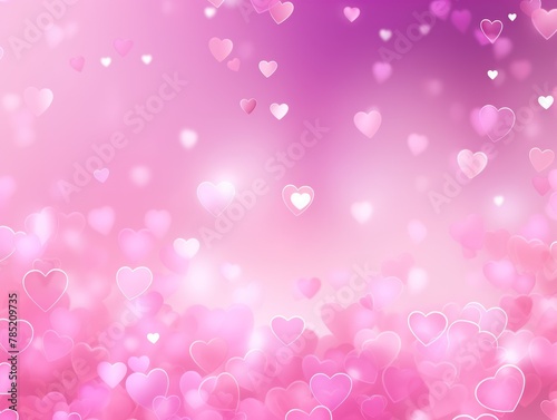 Light magenta background with white hearts, Valentine's Day banner with space for copy, magenta gradient, softly focused edges, blurred