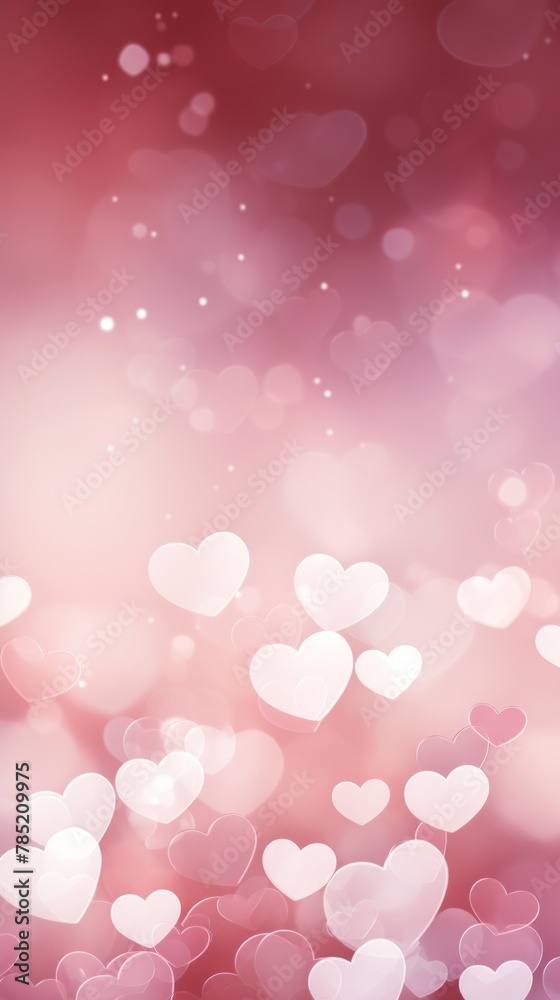 Light maroon background with white hearts, Valentine's Day banner with space for copy, maroon gradient, softly focused edges, blurred