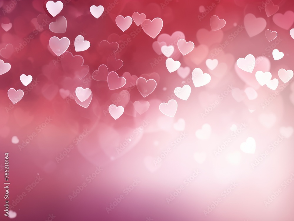 Light maroon background with white hearts, Valentine's Day banner with space for copy, maroon gradient, softly focused edges, blurred