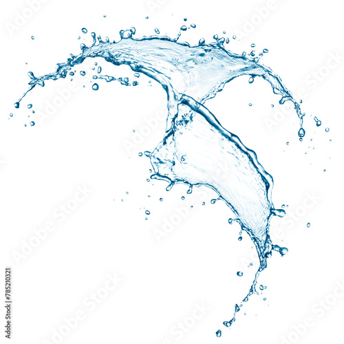 Blue water splash isolated