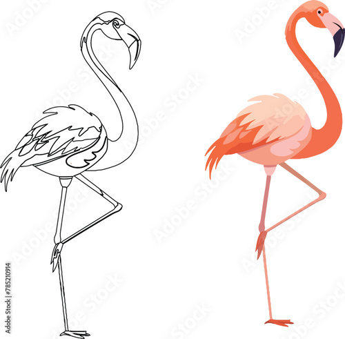 Pink flamingo on one leg-