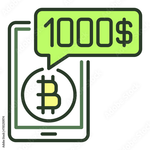Bitcoin Money with Smartphone vector Online Cryptocurrency Trading colored icon or design element