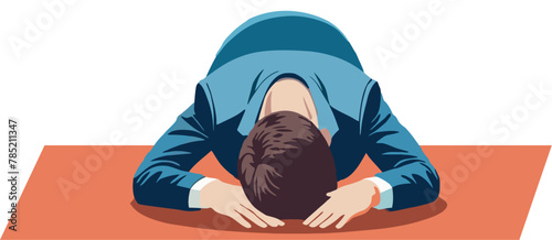 Frustrated businessman burying head in arms