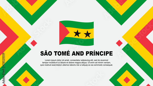 Sao Tome And Principe Flag Abstract Background Design Template. Sao Tome And Principe Independence Day Banner Wallpaper Vector Illustration. Template