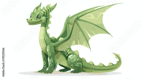 Legendary creature mascot. Green gragon cartoon