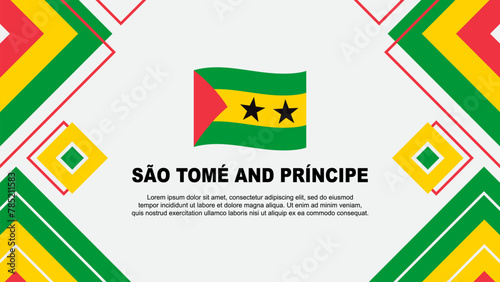 Sao Tome And Principe Flag Abstract Background Design Template. Sao Tome And Principe Independence Day Banner Wallpaper Vector Illustration. Background
