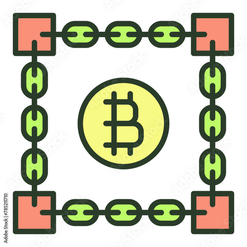 Blockchain Technology vector Bitcoin Cryptocurrency colored icon or design element