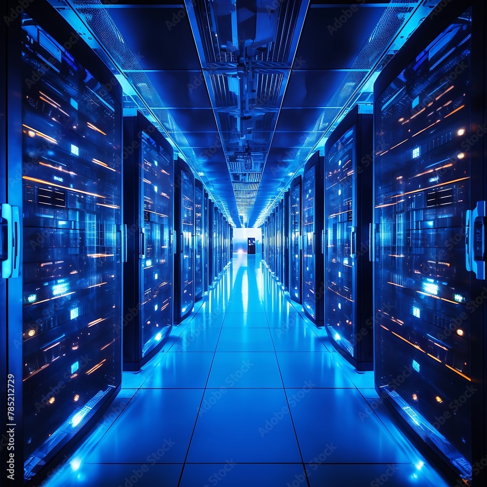 Fototapeta premium Server room data center. Internet and technology concept.