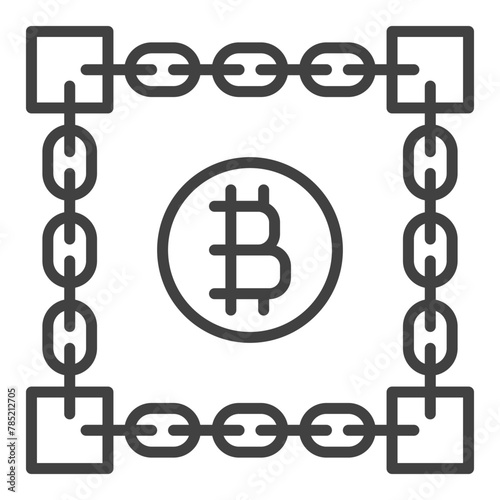 Bitcoin Blockchain Technology vector Cryptocurrency outline icon or design element