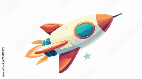 A cartoon vector illustration of a rocket ship. flat vector