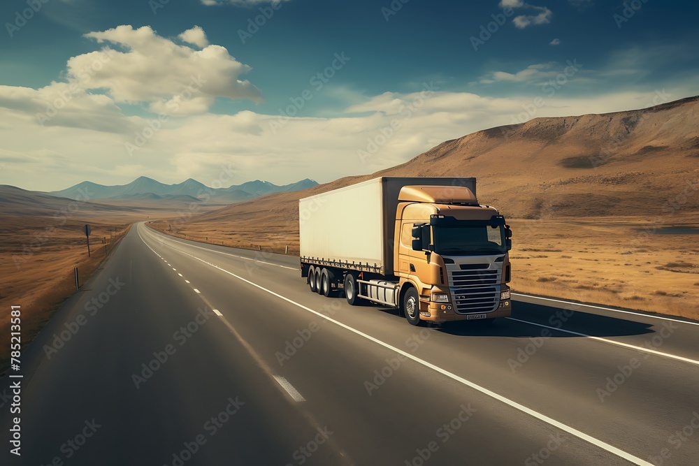 Truck on the highway. Freight transportation