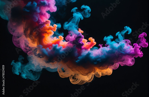 colorful, swirling smoke, fog on a dark background
