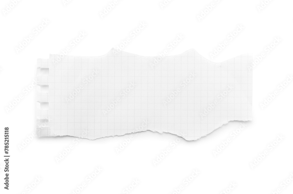 Piece of checkered notebook sheet isolated on white, top view Piece of checkered notebook sheet isolated on white, top view