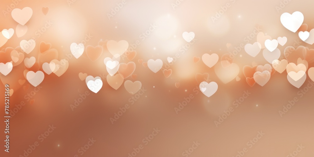 Light tan background with white hearts, Valentine's Day banner with space for copy, tan gradient