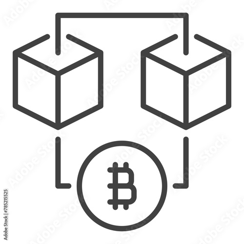 Bitcoin vector Blockchain Technology icon or symbol in thin line style