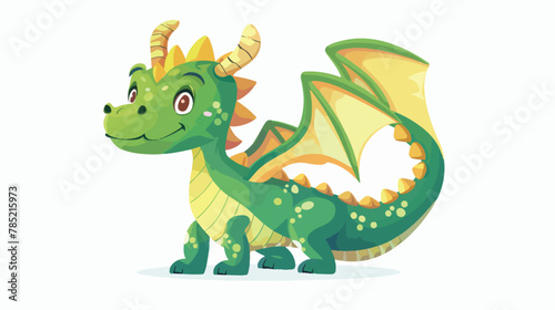 Little cute cartoon green dragon. Vector icon isolated © Jasmin